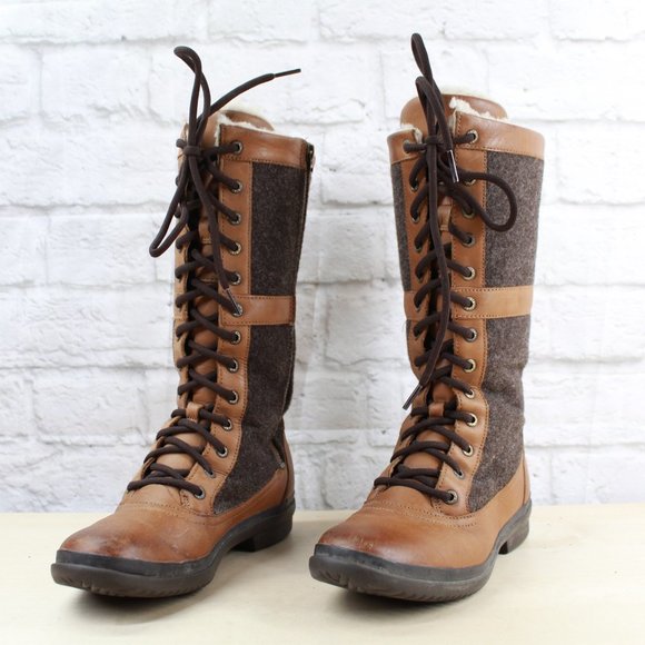 UGG Australia Elvia Waterproof Leather Wool Boots - Picture 2 of 9